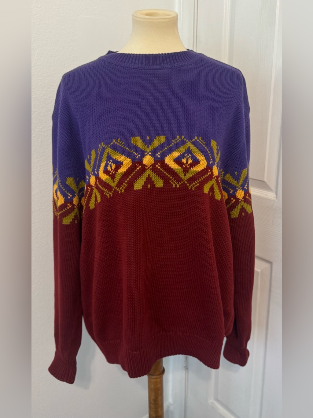 Vintage United Colors Of Benetton 100% Cotton Sweater Heavy Knit Classic Large